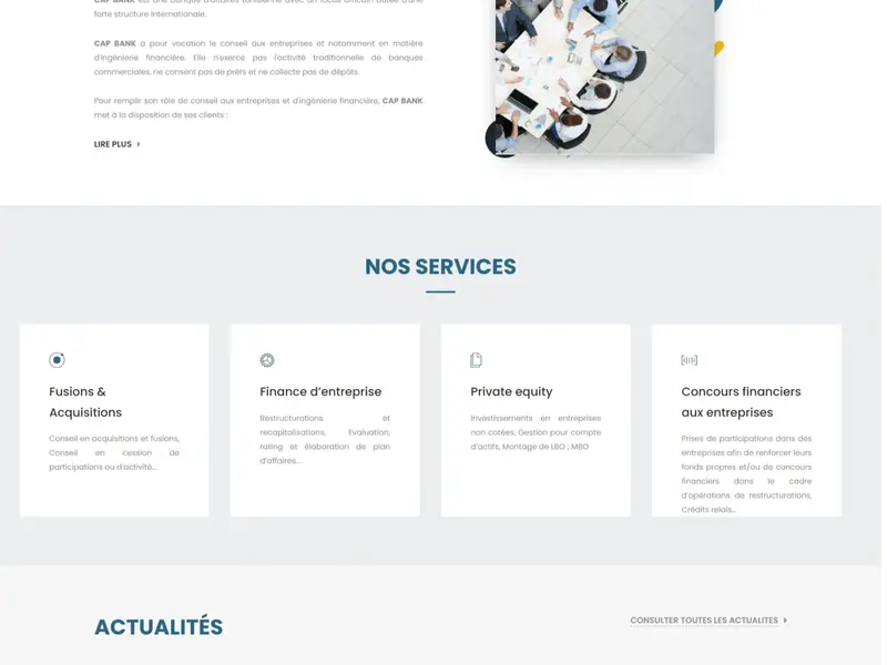 Aperçu du site CAP Bank réalisé par Tunisie Innovation