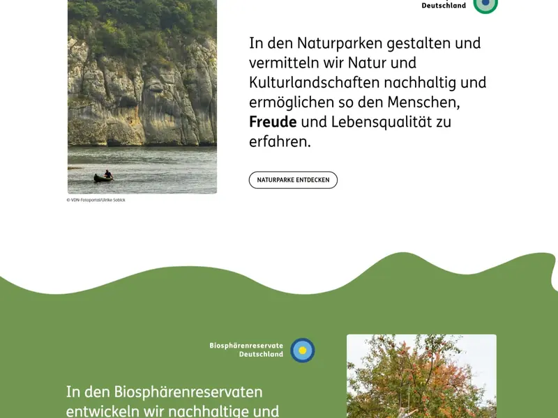 Aperçu du site Nationale Naturlandschaften réalisé par Tunisie Innovation