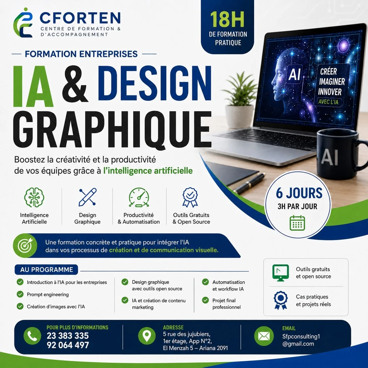 Formation IA & Design Graphique en Tunisie : Développez les compétences les plus recherchées avec CFORTEN